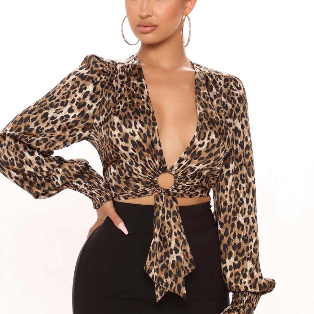 Fashion Nova Leopard Print Ring Detail Blouse